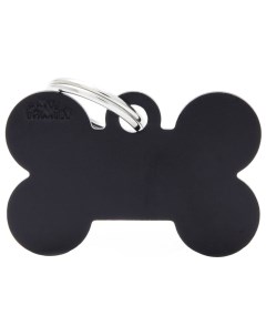 Адресник Basic алюминиевый в форме косточки для собак 2 5 см Черный My family