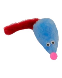 Игрушка для кошек Мышь с мятой с хвостом из натуральной норки голубая Gosi