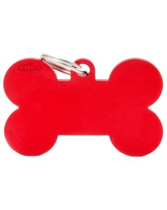 Адресник Basic алюминиевый в форме косточки для собак 4 см Красный My family