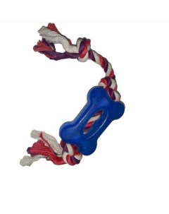 Игрушка для собак кость на канате синий текстиль 15 см Ripoma