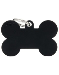 Адресник Basic алюминиевый в форме косточки для собак 4 см Черный My family