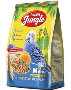 Сухой корм для волнистых попугаев J102 3 шт по 500 г Happy jungle