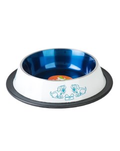 Миска для собак с нескользящим основанием бело синяя 230 мл Пижон