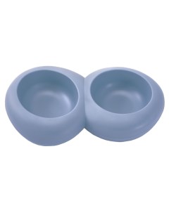 Двойная миска для кошек и собак пластик резина голубой 2 шт по 0 6 л Imac
