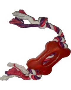 Игрушка для собак кость на канате красный текстиль Ripoma