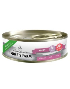 Консервы для кошек Adult утка с брусникой и шпинатом 100г Duke's farm