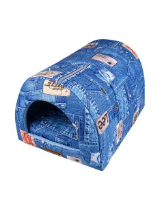 Домик для кошек и собак Тоннель 1 хлопок джинс синий 50x36x30см Xody