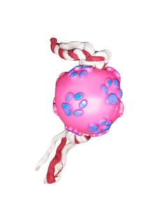 Игрушка для собак Мяч и Веревка розовый цвет веревки белый красный Nobrand