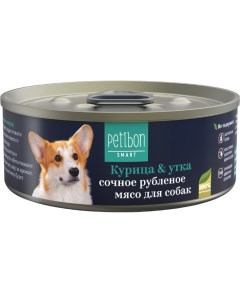 Консервы для собак Smart Рубленое мясо с курицей и уткой 24шт по 100г Petibon