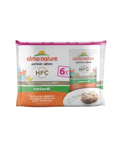 Влажный корм для кошек HFC Natural ассорти с курицей 6шт по 55г Almo nature