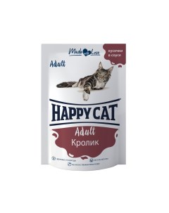 Влажный корм для кошек кролик кусочки в соусе 24шт по 100г Happy cat