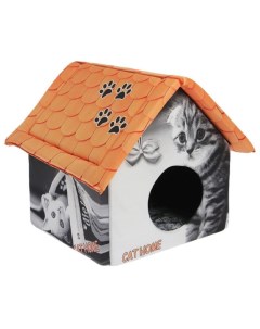 Домик для кошек и собак Дизайн Кошка с газетой разноцветный 33x33x40см Perseiline