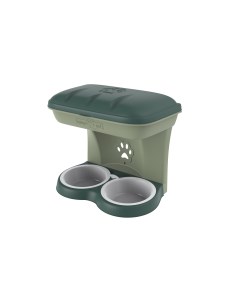 Двойная миска для кошек и собак пластик настенная двойная зелёная 1 6 л Bama pet