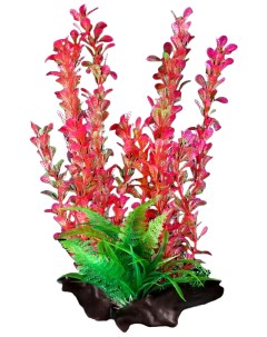 Искусственное растение для аквариума на коряге розово зеленое 300 мм Пижон аква