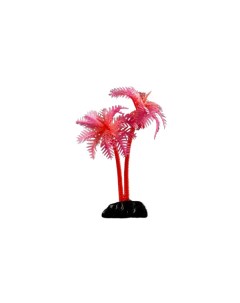 Растение искусственное аквариумное Пальма светящееся 10 см красное Пижон аква