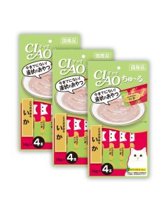 Лакомство для кошек Ciao Churu пюре куриное филе кальмар 3 шт по 4 14г Inaba