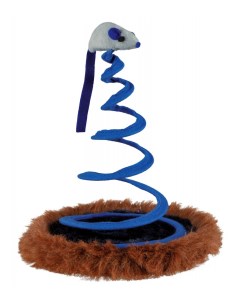 Дразнилка для кошек Мышь на синей пружине плюш разноцветный 25 см Trixie