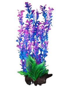 Искусственное растение для аквариума на коряге сине розовое 400 мм Пижон аква