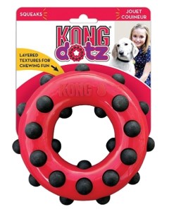 Жевательная игрушка для собак Dotz кольцо малое красный черный длина 9 см Kong