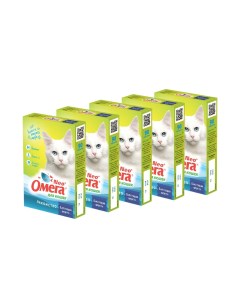 Пищевая добавка для кошек Блестящая шерсть 90 табл 5 шт Омега neo