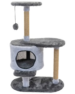Домик когтеточка для кошек Кира с площадкой разборный мех джут серый Дарэлл