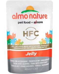 Влажный корм для кошек HFC Jelly с тунцом и сардинами 24шт по 55г Almo nature