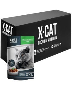 Влажный корм для кошек Premium Nutrition XXL с уткой в яблоках 12шт по 85г X-cat