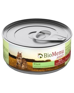 Консервы для кошек Adult мясной паштет с языком 24шт по 100г Biomenu