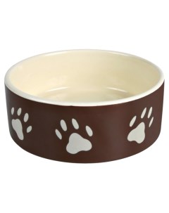 Одинарная миска для собак керамика коричневый белый 0 8 л Trixie