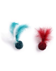 Игрушка для кошек Berry Frost Набор Плетеные мячи с перьями 2 шт Chomper