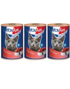 Консервы для кошек Delicious говядина 3шт по 350г Монами