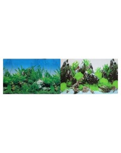 Фон для аквариума Растительный Скалы с растениями винил 100x50 см Prime