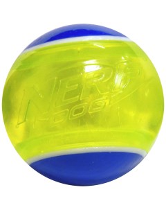Мяч светящийся прозрачный для собак 8 см синий зеленый Nerf