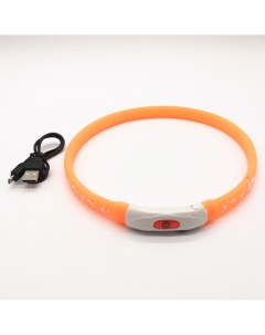 Ошейник Светящийся LED 70 см с принтом оранжевый Точечный Zoowell
