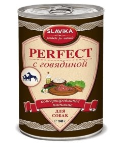 Консервы для собак PERFECT с говядиной 12 шт по 340 г Славика