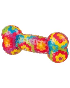 Жевательная игрушка для собак Косточка в цветочек из резины разноцветный 17 см Trixie