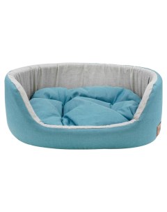 Лежанка Эколен 00 овальная с подушкой голубая 43x30x16 см Zooexpress