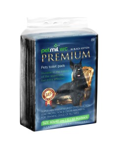 Пеленки для кошек и собак одноразовые Premium Black 60 x 40 см 10 шт Petmil