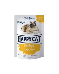 Влажный корм для кошек Sterilised курочка кусочки в желе 100 г Happy cat