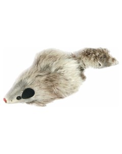 Игрушка пищалка для кошек Мышка натуральный мех серый 10 см Триол