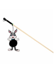 Игрушка для кошек Дразнилка Заяц на веревке черная Gosi