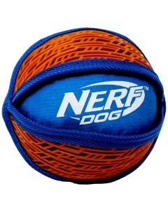 Мяч нейлоновый пищащий с узором для собак 15 см синий оранжевый Nerf