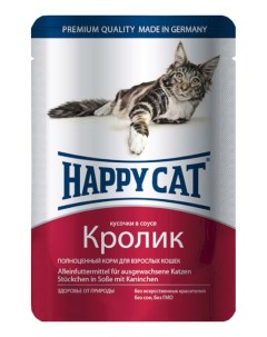 Влажный корм для кошек с кроликом 100г Happy cat
