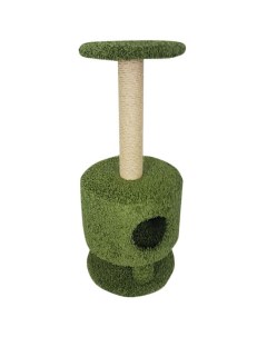 Домик для кошек Круглый на ножках ковролин зеленый 42х42х100 см Пушок