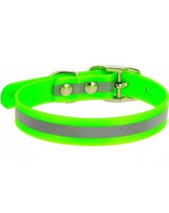 Ошейник со светоотражающей полосой зеленый для собак 12 мм 24 28 см Зеленый Каскад