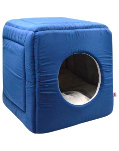 Дом куб трансформер темно синий поплин для кошек и собак 50х50х48 см Zooexpress