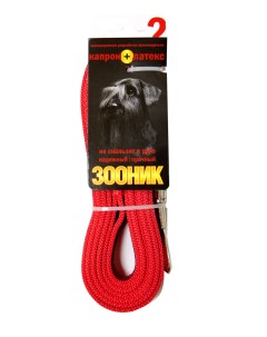 Поводок для собак капроновый с латексной нитью 2м 20мм Красный Зооник