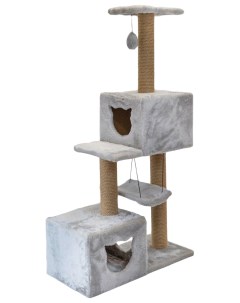 Комплекс когтеточка для кошек Джут 95 трехуровневый квадратный серый Дарэлл