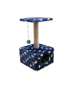 Домик для кошек Куб малый с полкой с рисунком в ассортименте 34х34х72 см Zooexpress