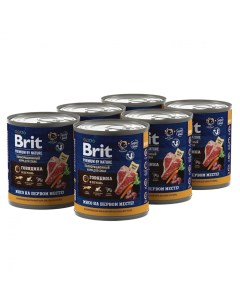 Влажный корм для собак Premium by Nature с говядиной и печенью 6 шт по 850 г Brit*